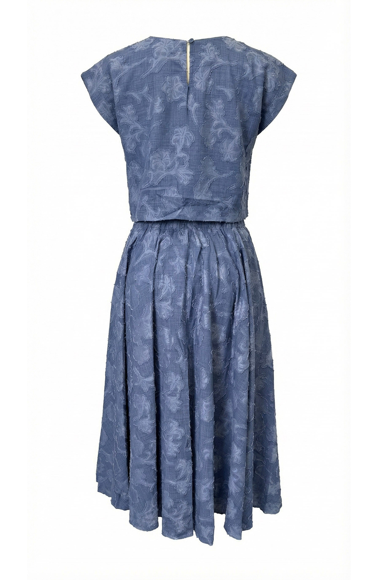 Modenaire Textured Crop Top and Midi Skirt Set, Alternate, color, Dusty Blue