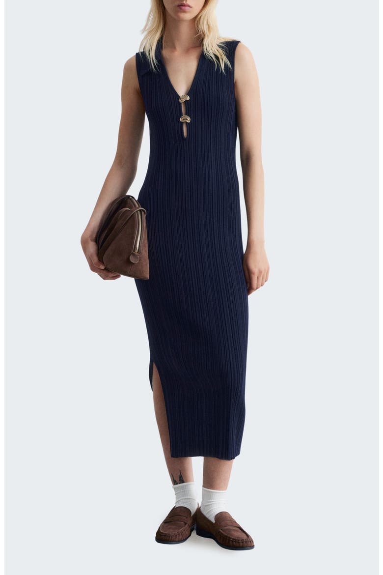Sleeveless Rib Midi Sweater Dress, Main, color, BLUE DARK