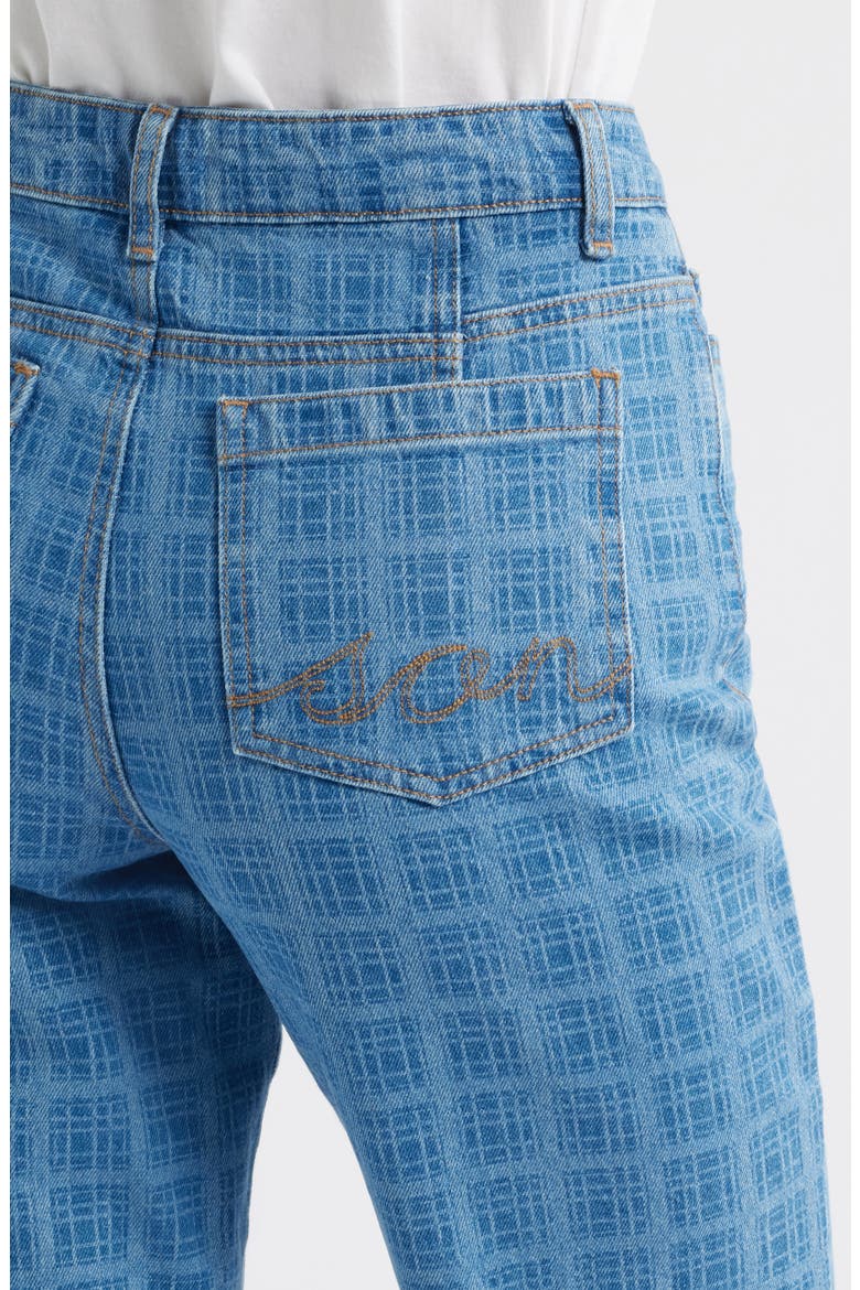 Tovie Laser Check Mid Rise Ankle Straight Leg Jeans, Alternate, color, BLUE