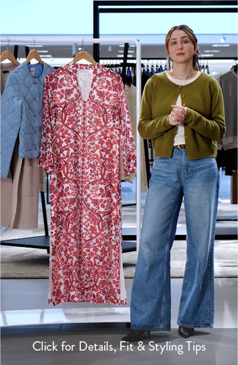 Irella Floral Mixed Print Long Sleeve Caftan Dress, sales video thumbnail