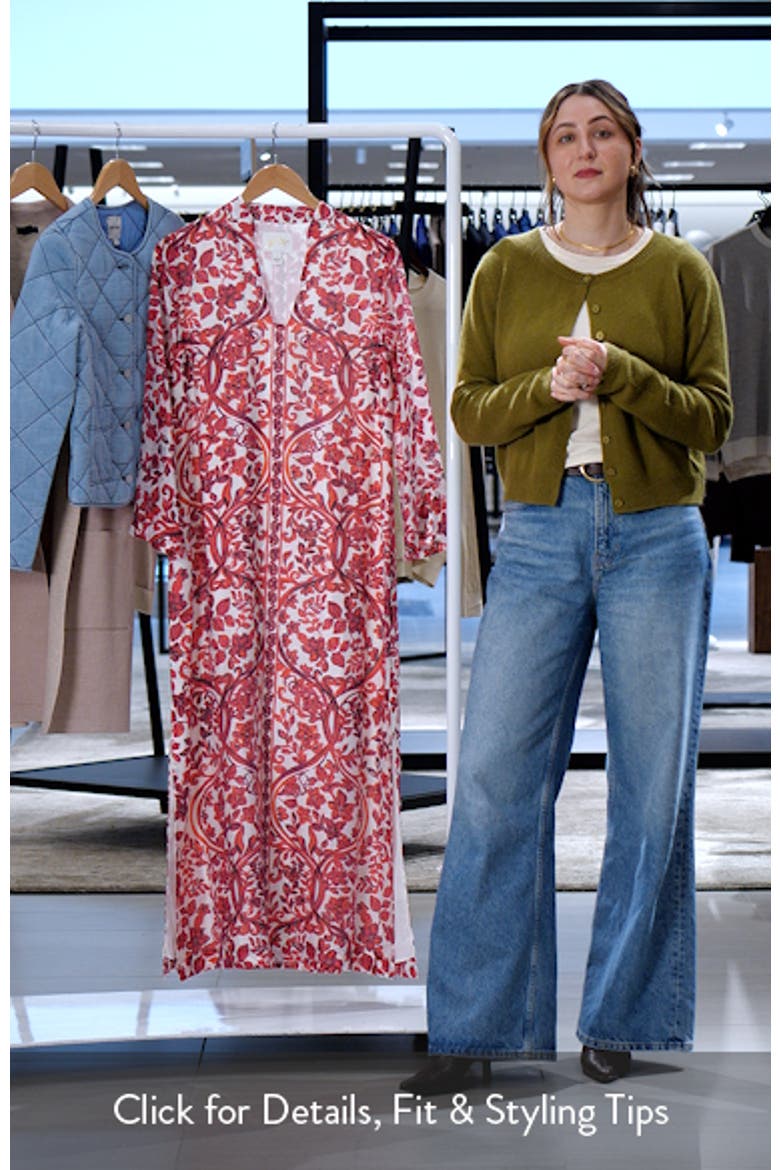Irella Floral Mixed Print Long Sleeve Caftan Dress video