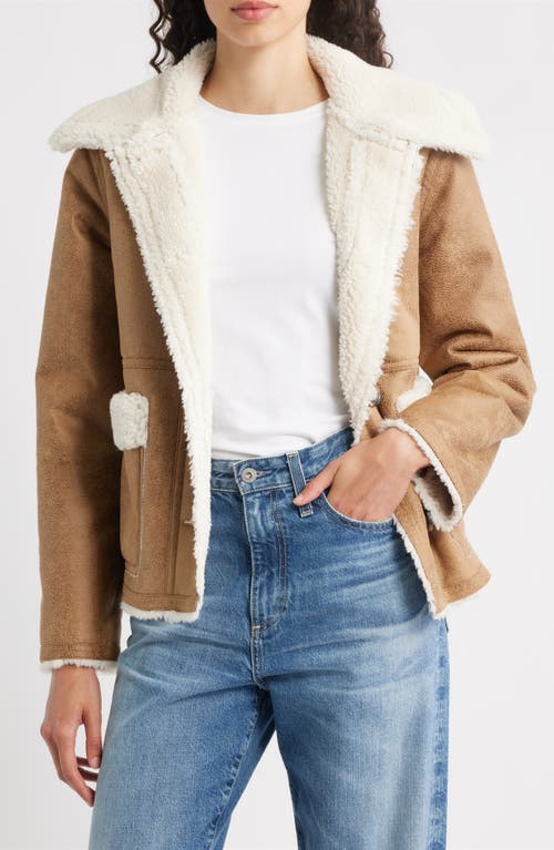 Bernardo Faux Shearling Coat In Brown