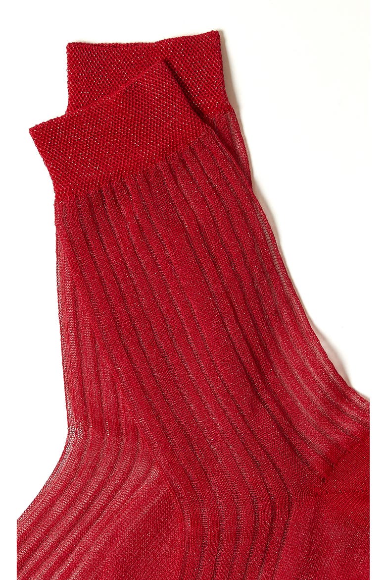 Metallic Rib Crew Socks, Alternate, color, RED