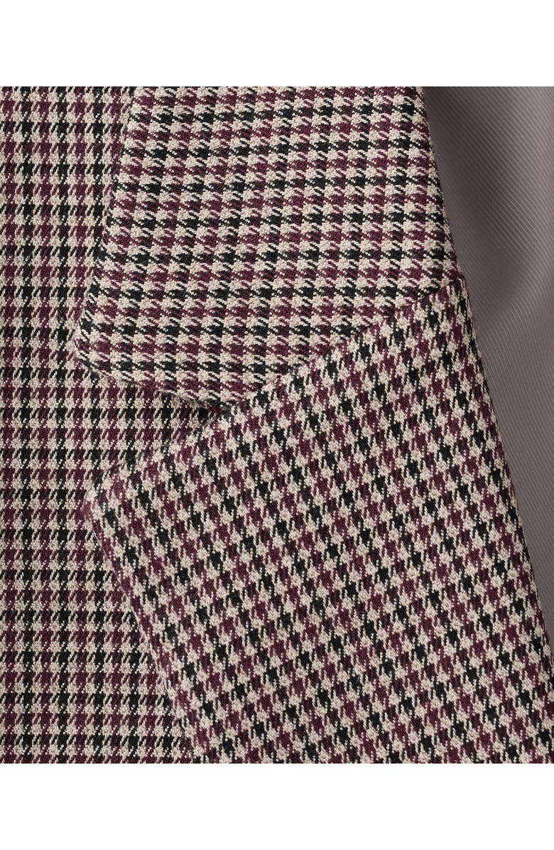 MANGO Charlotte Houndstooth Microcheck Double Breasted Blazer, Alternate, color, Burgundy