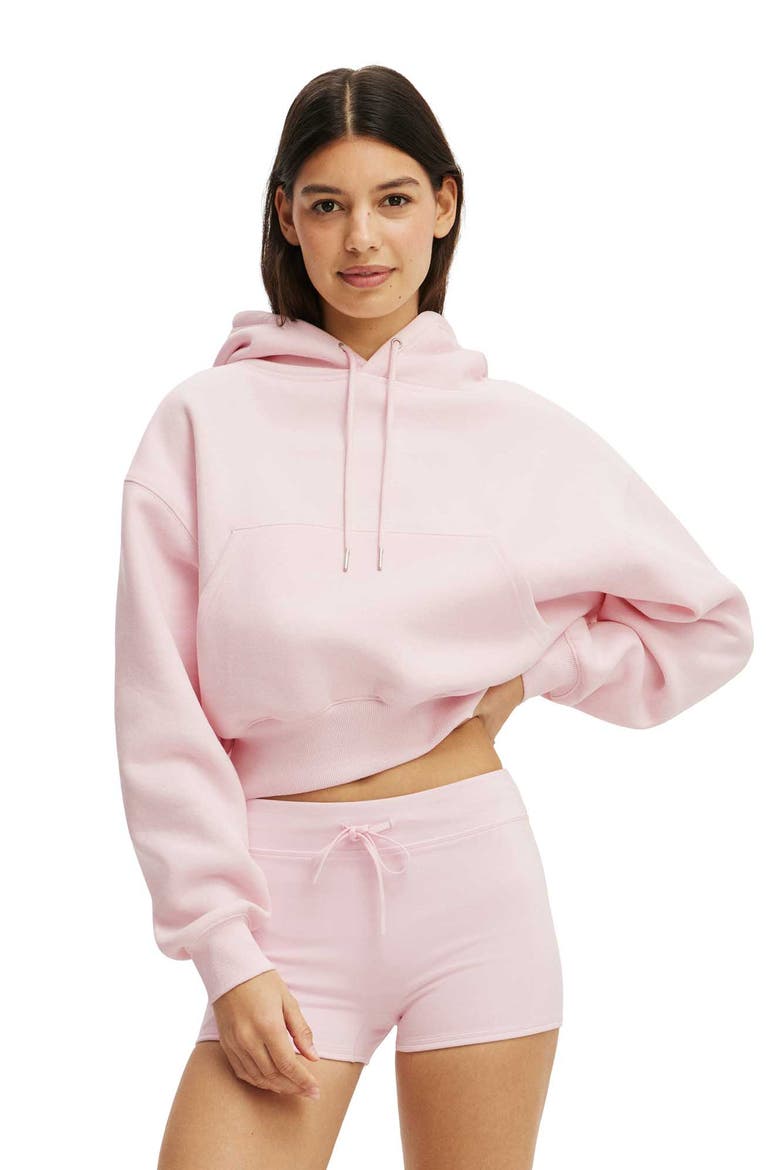 Women's Active Plush Cropped Bubble Hoodie, Main, color, Cherry Dream