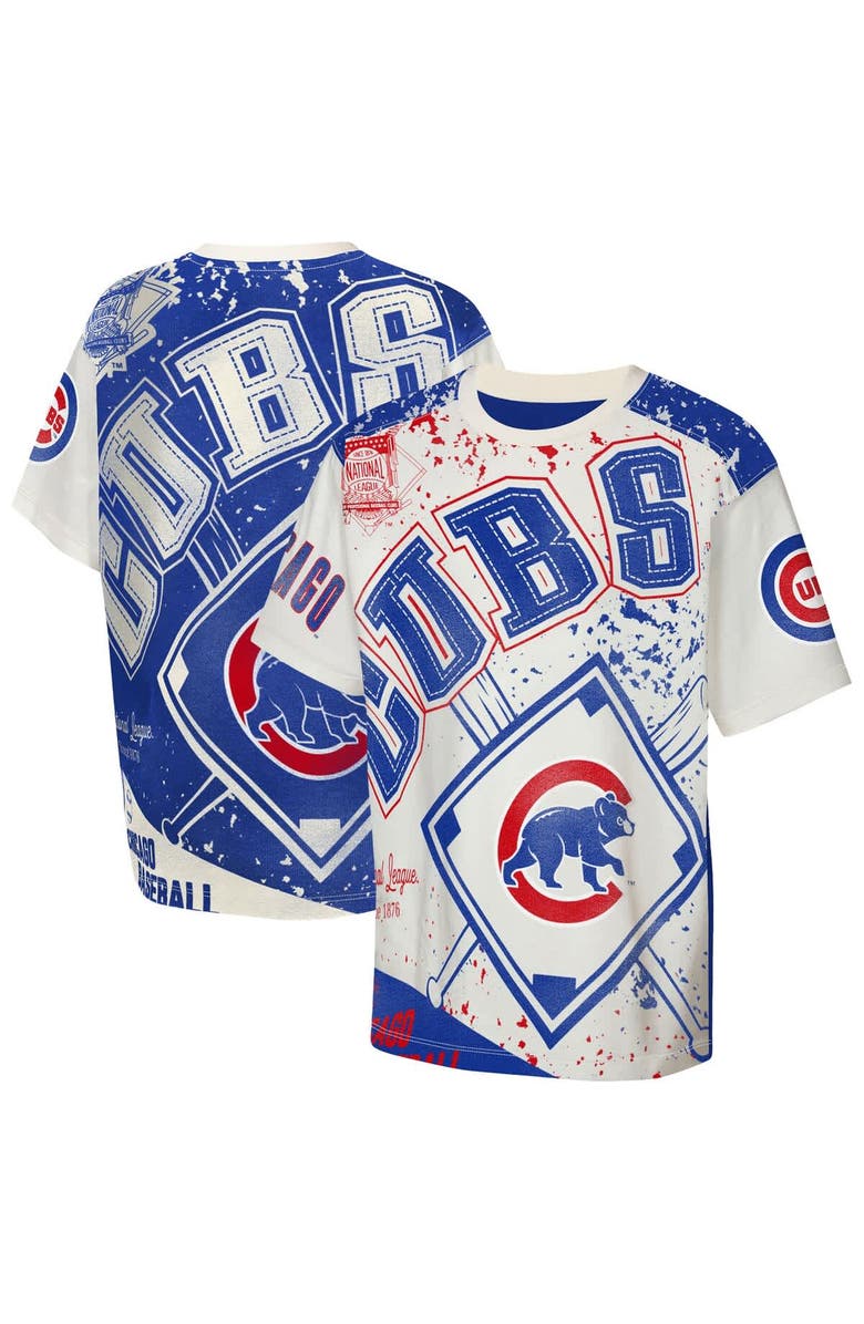 Outerstuff Youth Outerstuff Cream Chicago Cubs Big League Top Player Bold All-Over-Print T-Shirt, Main, color, Cream