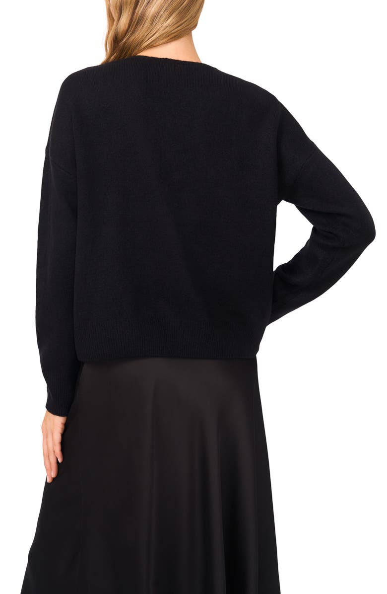 CeCe Bow Front Sweter, Alternate, color, Rich Black