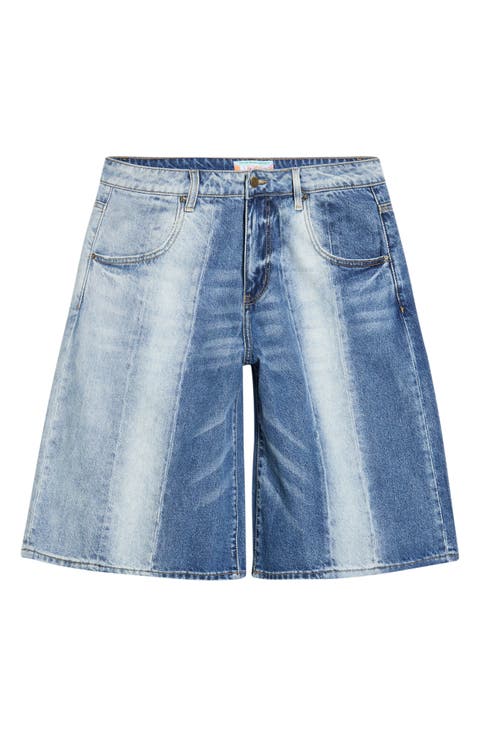 Panel Denim Shorts