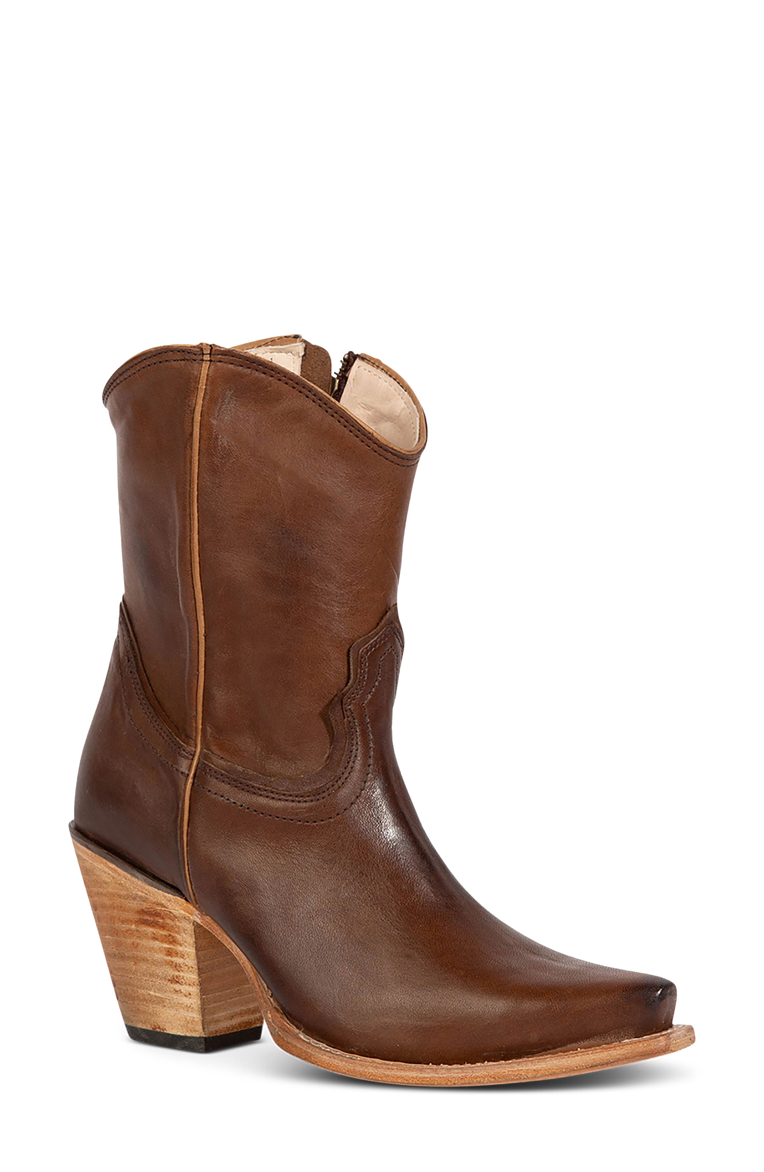 Firebird Leather Bootie, Main, color, BROWN