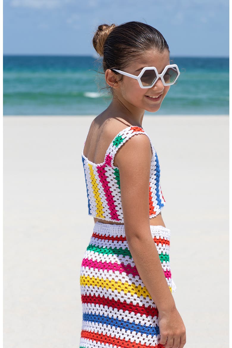 Hand-Made Knitted Striped Crochet Cover-Up Skirt, Little Kid-Big Kid, Alternate, color, Multicolor