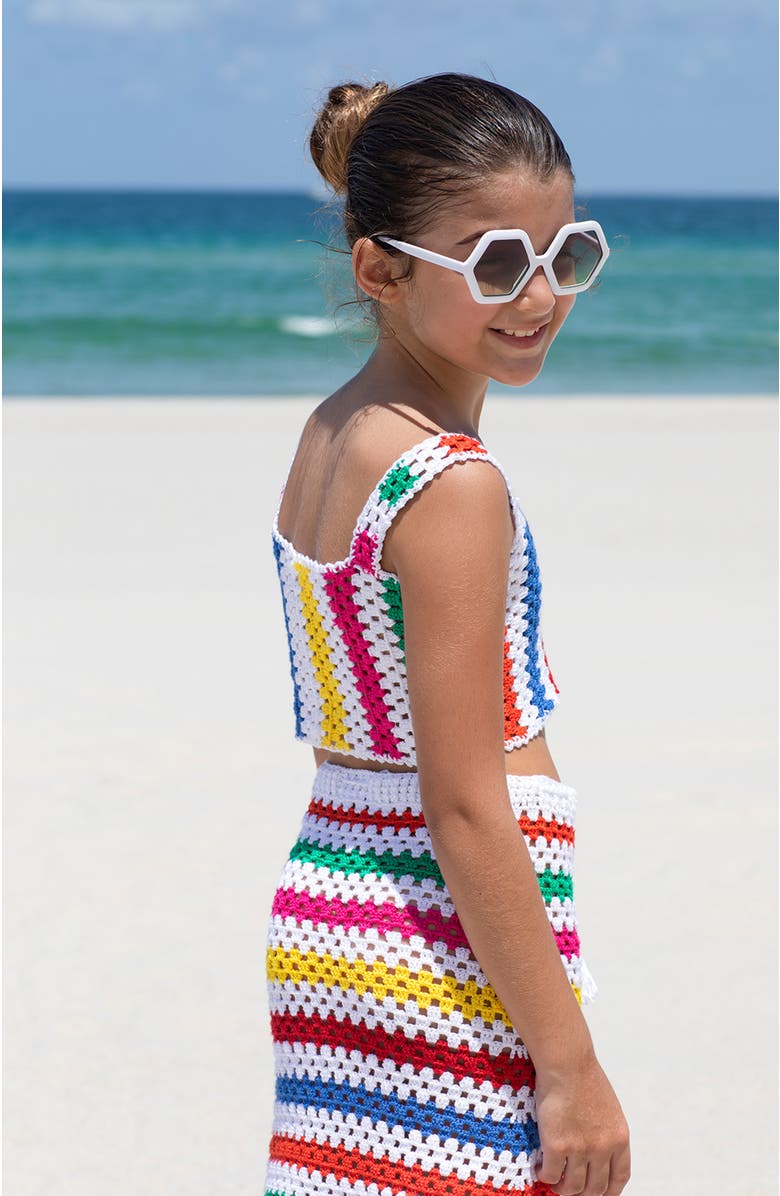 NESSI BYRD Hand-Made Knitted Striped Crochet Cover-Up Skirt, Little Kid-Big Kid, Alternate, color, Multicolor