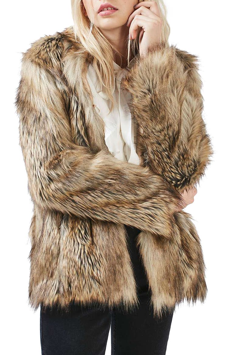 Ultimate Faux Fur Coat, Main, color, BROWN