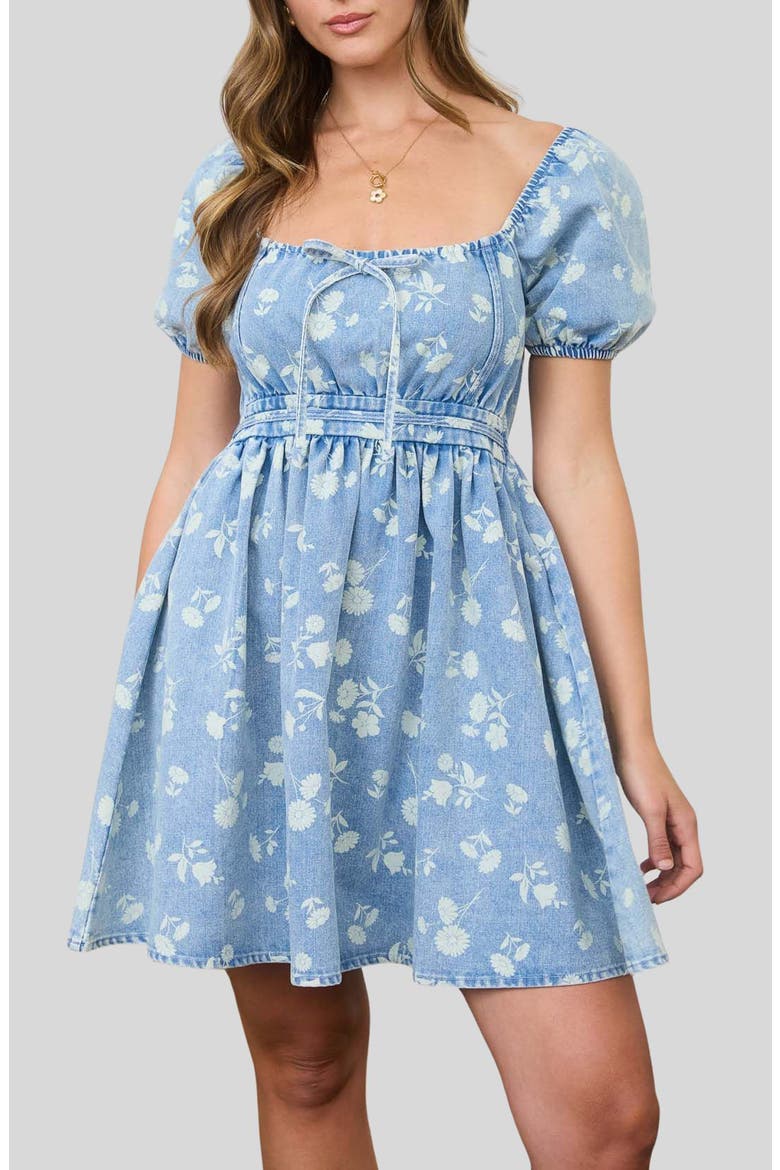 Front Bow Tie Minidress, Main, color, CHAMBRAY