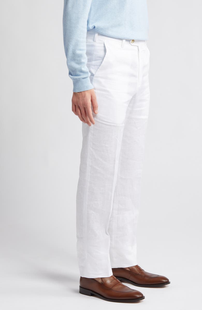 Berle Men's Flat Front Linen Dress Pants, Alternate, color, White