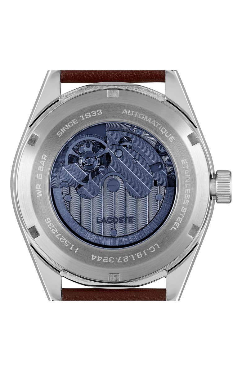 Lacoste Boston Automatique Leather Strap Watch, 40mm, Alternate, color,