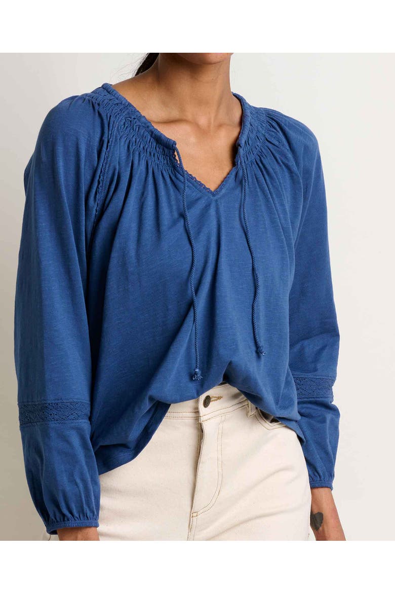 Women's Primo Long Sleeve Peasant Top, Alternate, color, Deep Sea