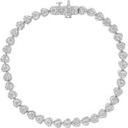 Haus of Brilliance Silver 1.0 Cttw Miracle Set Diamond Heart-Link Tennis Bracelet