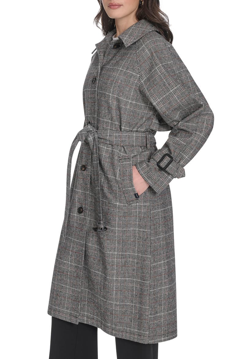 Belted Longline Coat, Alternate, color, BLK WHT