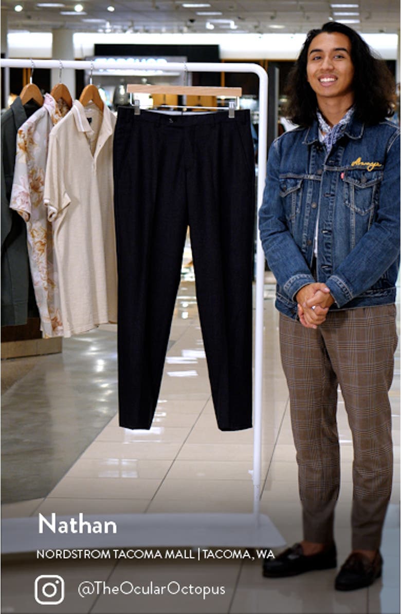 Men's Jerome Trim Fit Microcheck Wool Pants, sales video thumbnail