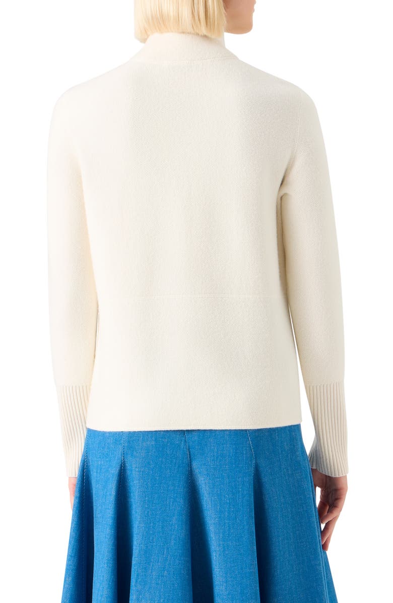 Akris Cashmere Piqué Zip-Up Cardigan, Alternate, color, Ecru