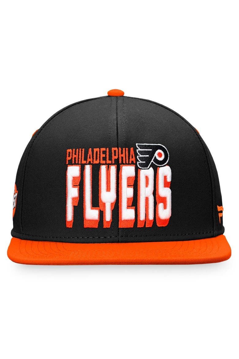 Men's Fanatics Branded Black/Orange Philadelphia Flyers Heritage Retro Two-Tone Snapback Hat, Alternate, color, Black