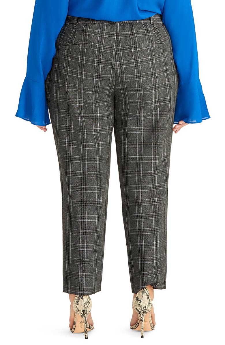 Rachel Roy Collection High Waist Grey Check Tapered Trousers, Alternate, color, 