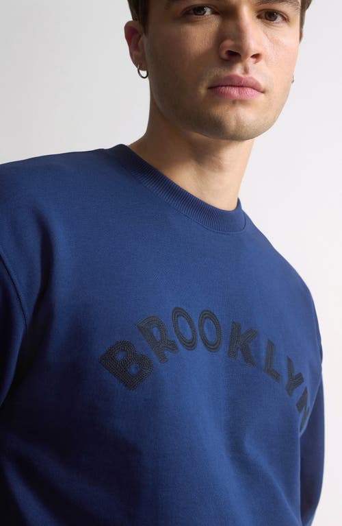 Brooklyn Industries Logo Embroidered Cotton Crewneck Sweatshirt In Blue