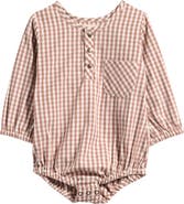 Pehr Gingham Check Long Sleeve Organic Cotton Bodysuit