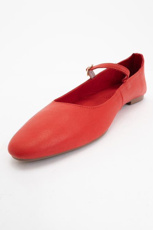 Forever & Always Shoes Lara Leather Mary Jane Flats In Red Leather