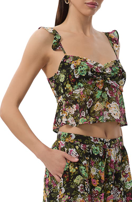 Afrm Aisha Floral Ruffle Shoulder Camisole In Multi
