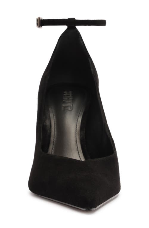 Schutz Mia Ankle Strap Pointed Toe Pump In Black