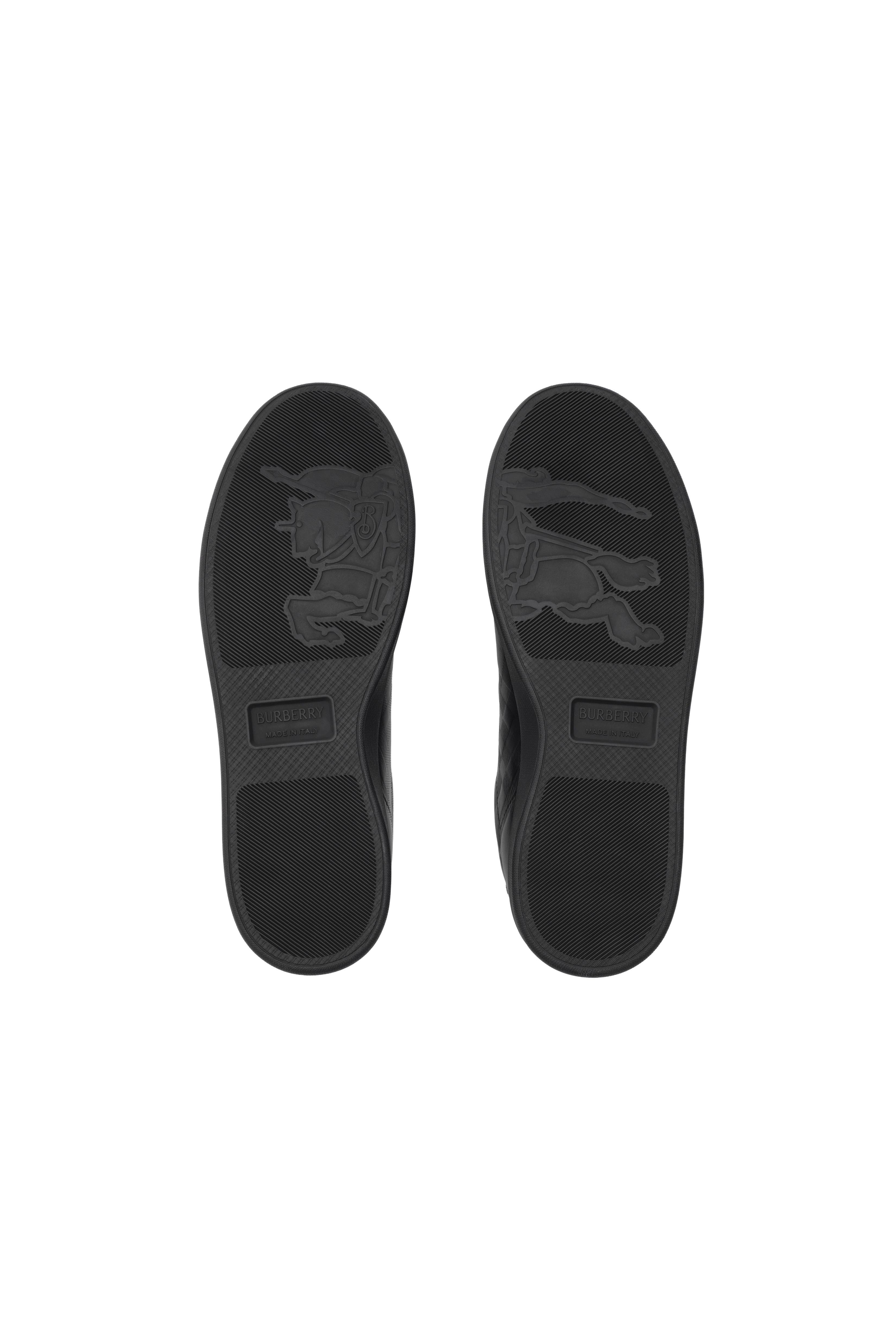 Burberry Embossed Check Leather Set Sneakers, Alternate, color, Black