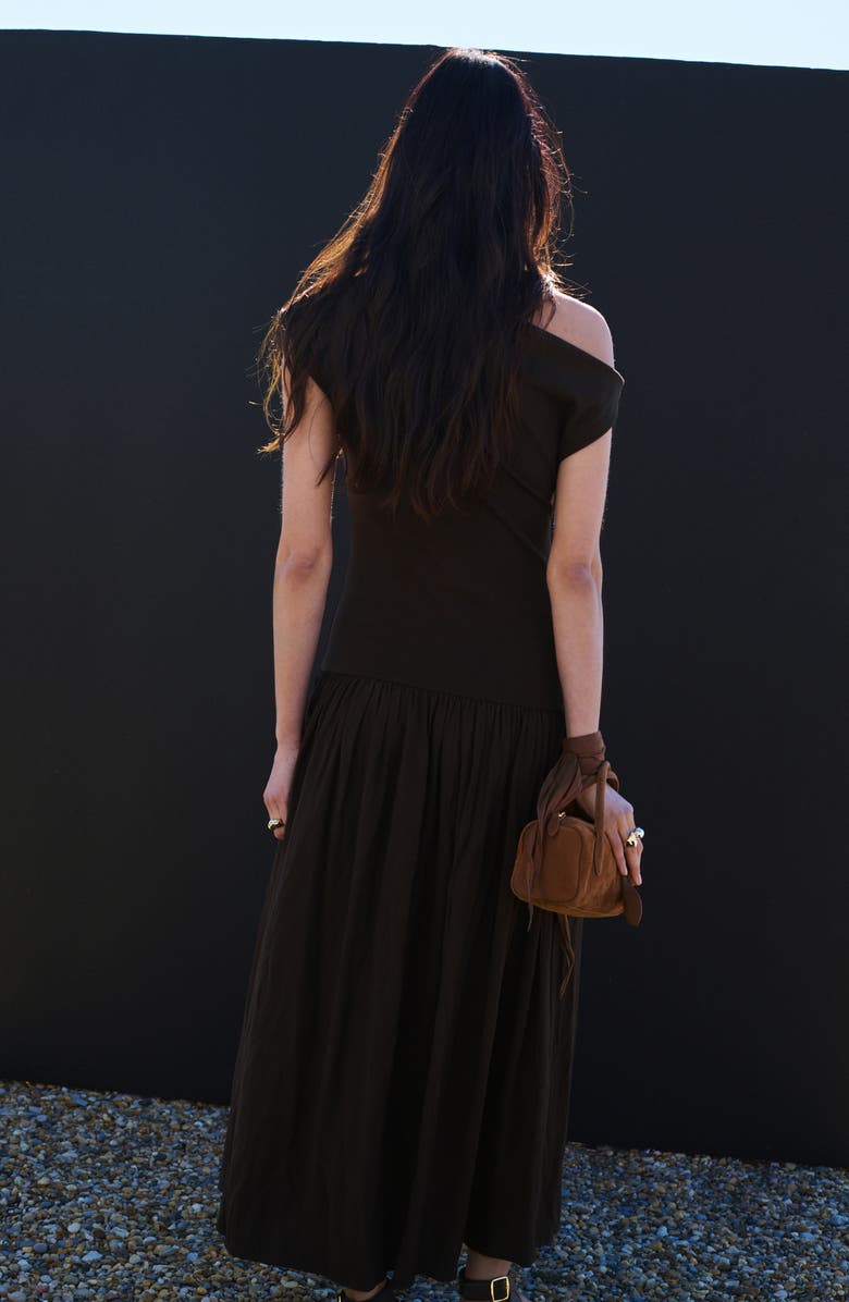 MANGO One-Shoulder Flared Maxi Dress, Alternate, color, 
