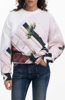 Abstract Print Crewneck Sweatshirt
