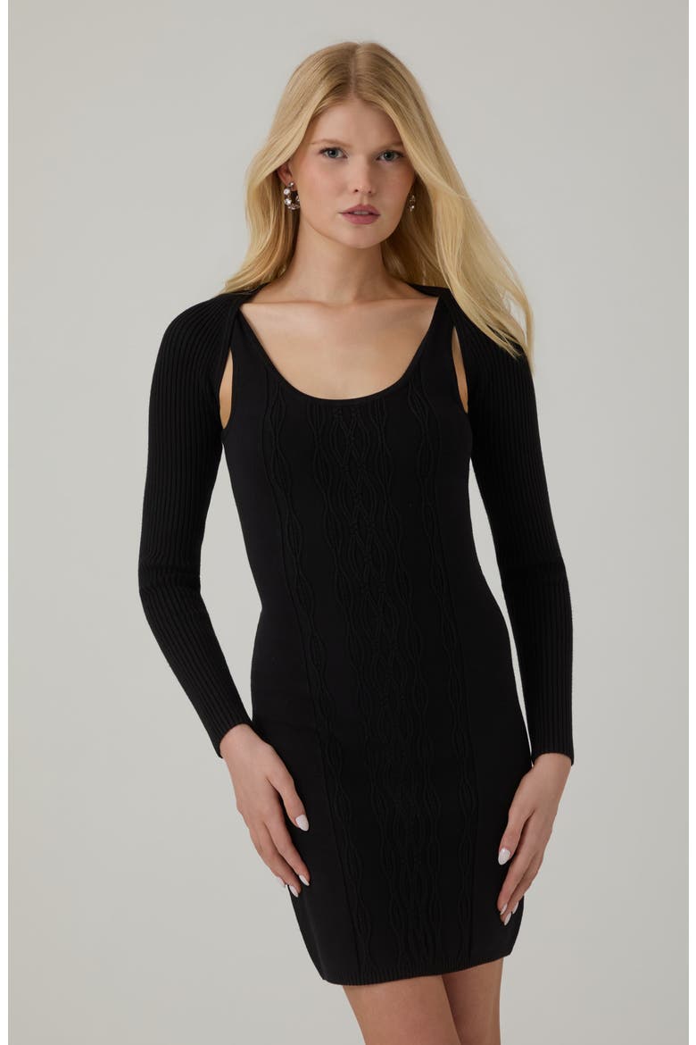 Yuki Cable Long Sleeve Dress, Alternate, color, JBLACK-BLACK