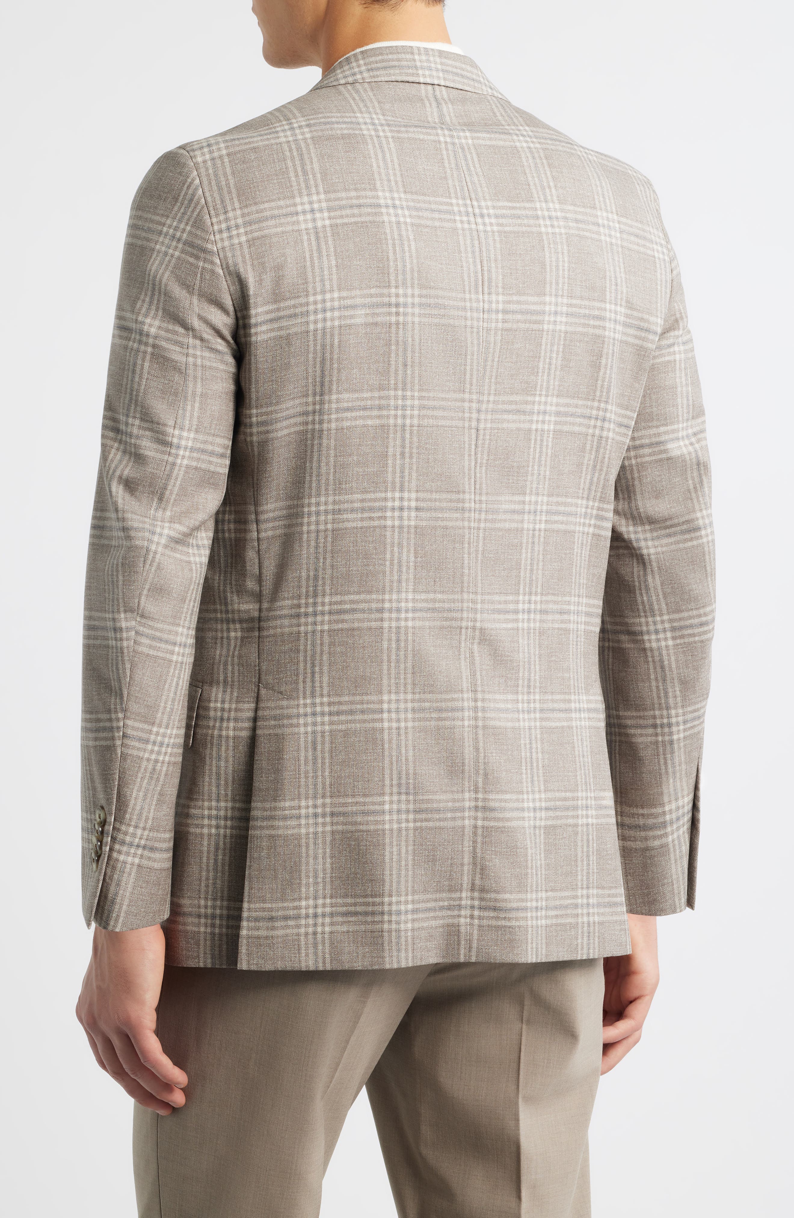 Hyperlight Soft Tan Plaid Wool Sport Coat - image 2