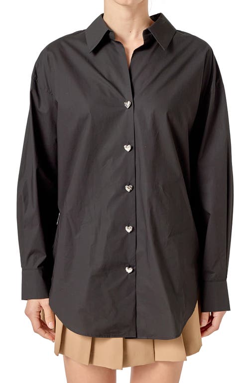 English Factory Oversize Cotton Button-up Shirt In Brown