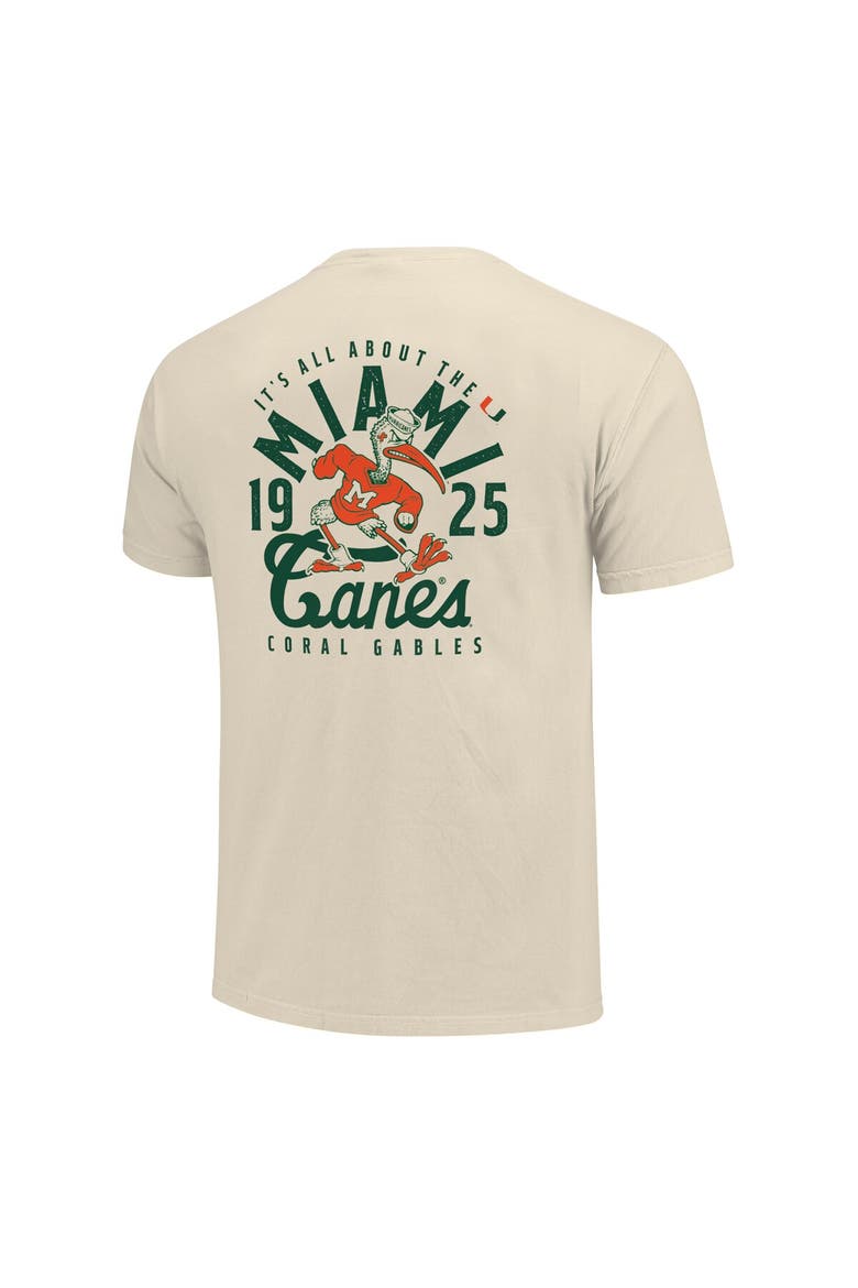 Men's Cream Miami Hurricanes Comfort Colors Mascot Overlay T-Shirt, Alternate, color, Cream