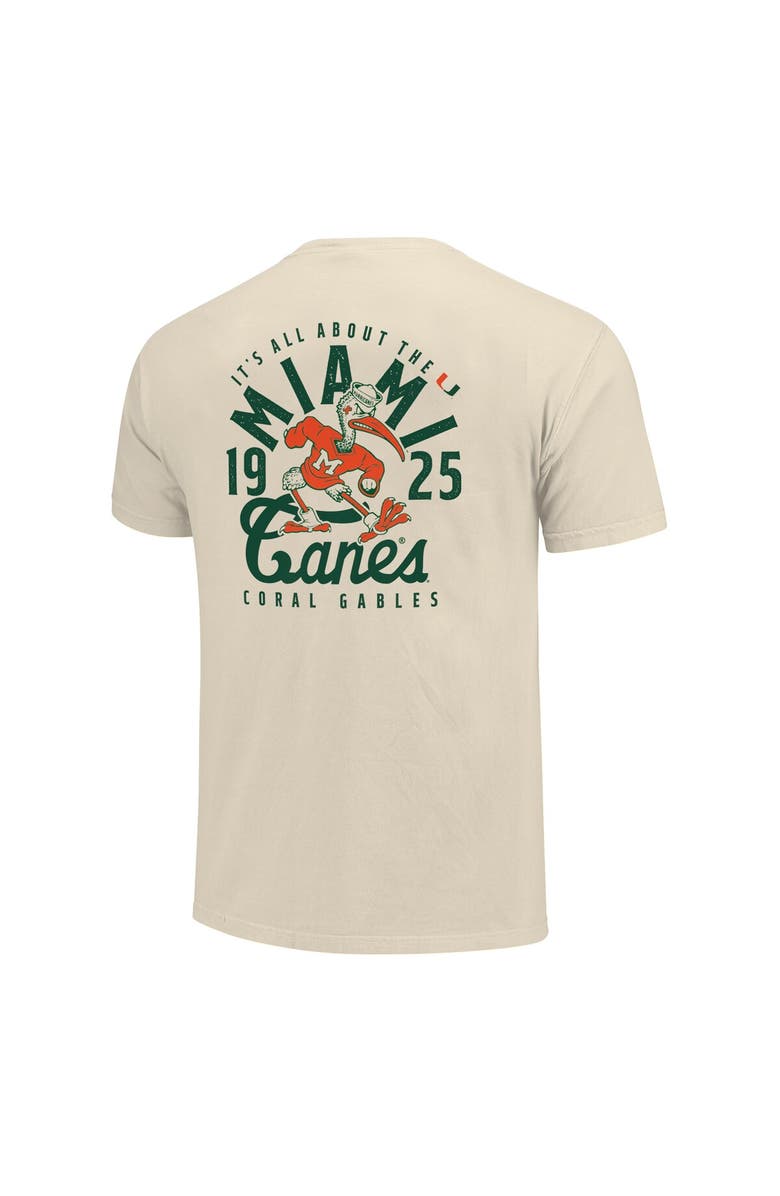 IMAGE ONE Men's Cream Miami Hurricanes Comfort Colors Mascot Overlay T-Shirt, Alternate, color, Cream
