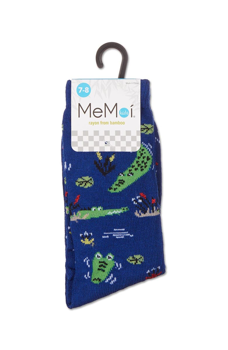 MeMoi Kids' Gators Rayon Crew Socks, Alternate, color, Royal Blue