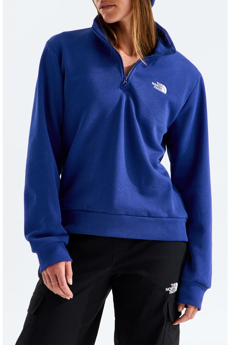 Evolution Simple Dome Cotton Blend Quarter Zip Sweatshirt, Main, color, BOLD BLUE