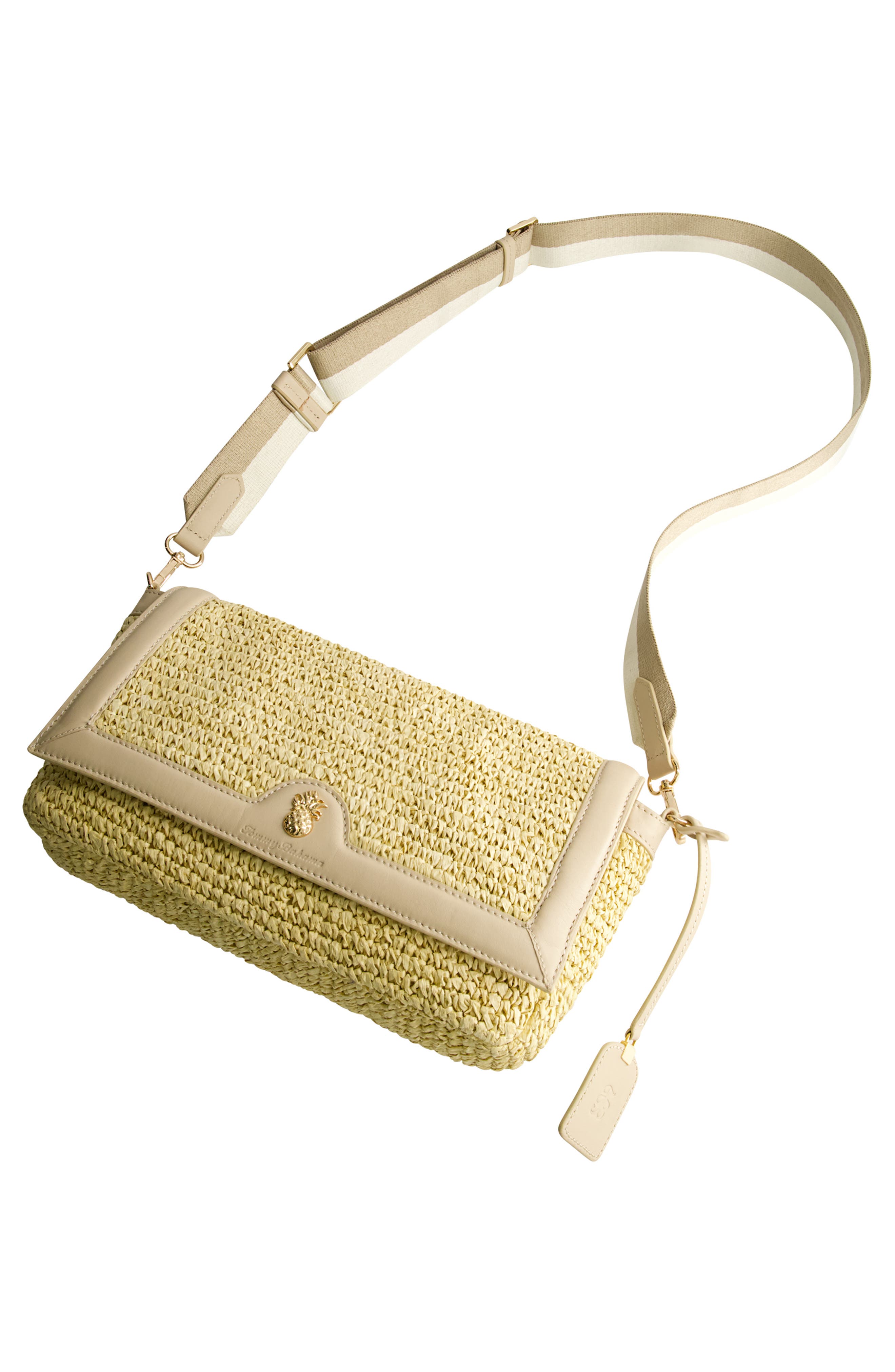 Soft Straw Long Flap Crossbody, Alternate, color, TAN