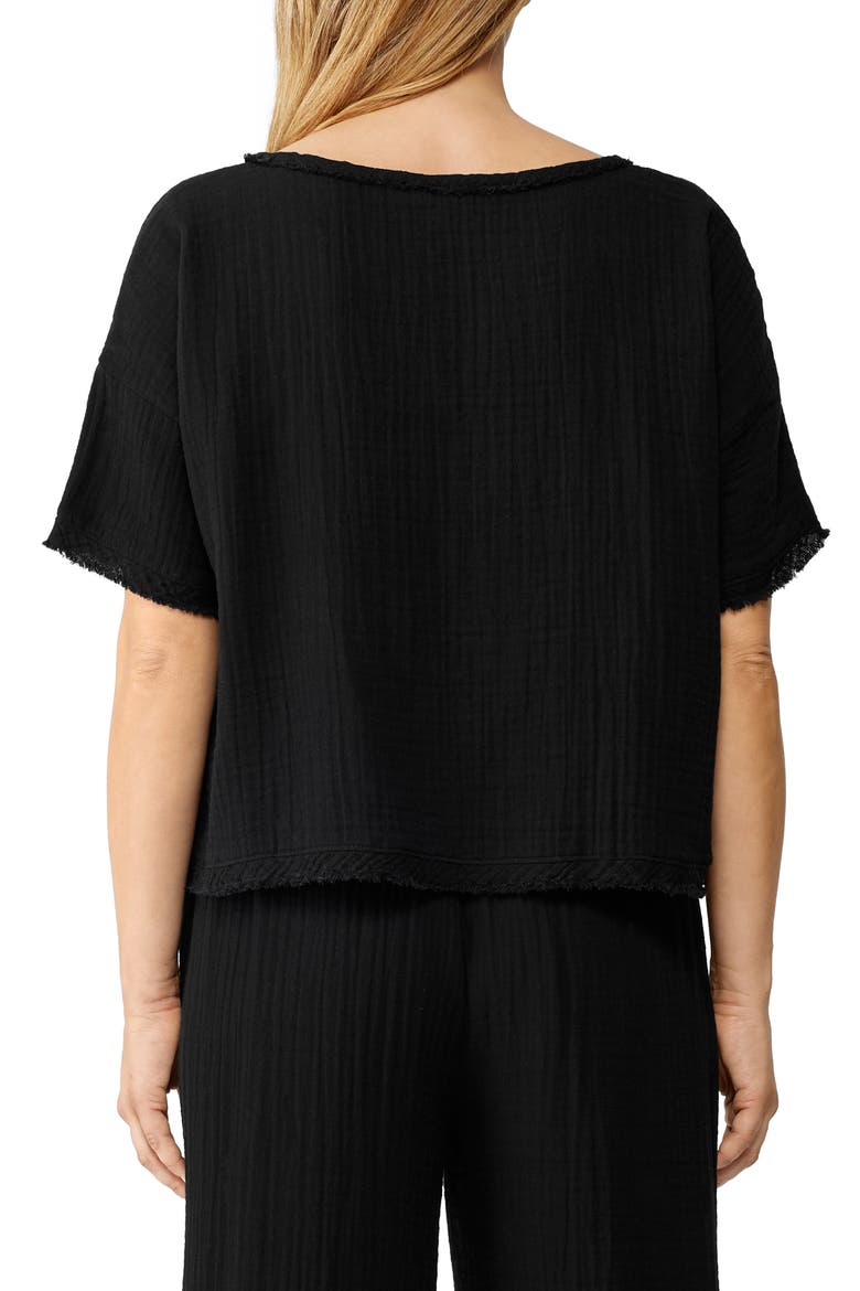 Ballet Neck Organic Cotton Boxy Top, Alternate, color, BLACK