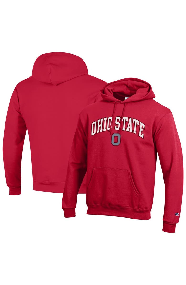 Champion Men's Champion  Scarlet Ohio State Buckeyes Arched Logo Fleece Pullover Hoodie, Main, color, Scarlet