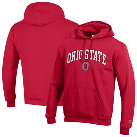 Men's Champion  Scarlet Ohio State Buckeyes Arched Logo Fleece Pullover Hoodie