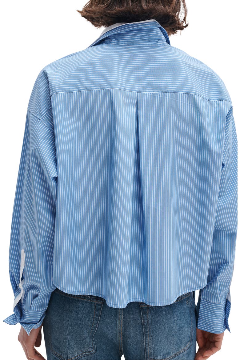 Marin Stripe Cotton Button-Up Shirt, Alternate, color, BLUE STRIPE