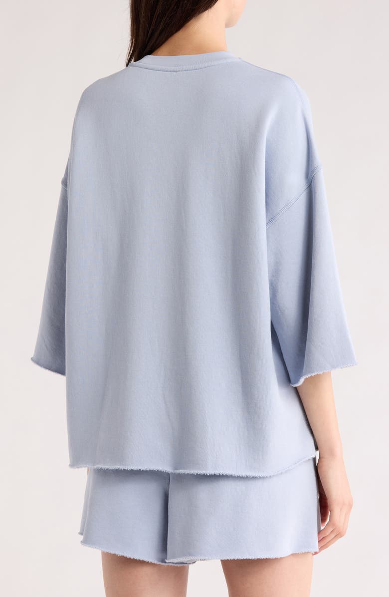 Lunya Silksweats<sup>™</sup> Reversible Crop Pajama Top, Alternate, color, Welkin Blue