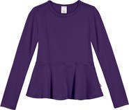 CITY THREADS Girls Soft Cotton Long Sleeve Peplum Tee