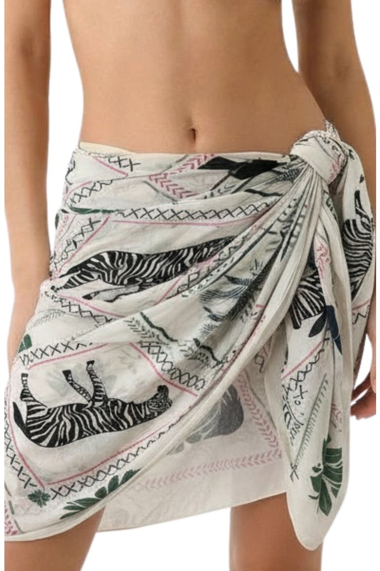 Safari Print Sarong, Main, color, IVORY