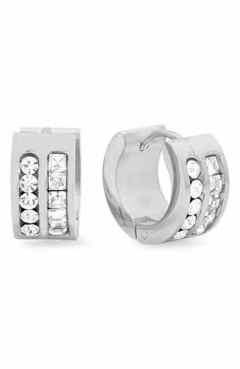 Crystal Stainless Steel Huggie Hoop Earrings
